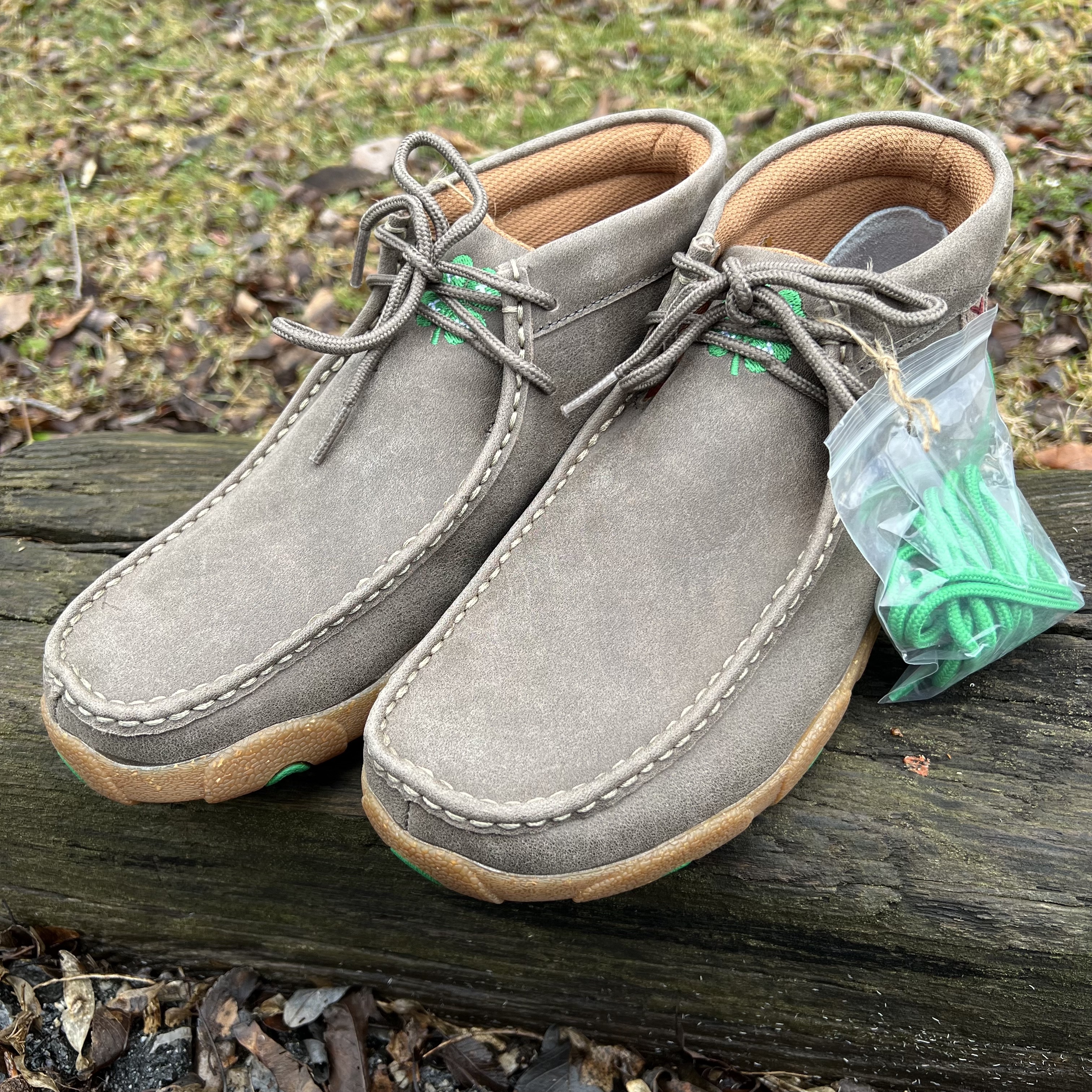 Twisted X Men's 4-H Chukka Driving Moc Deep Taupe and Green