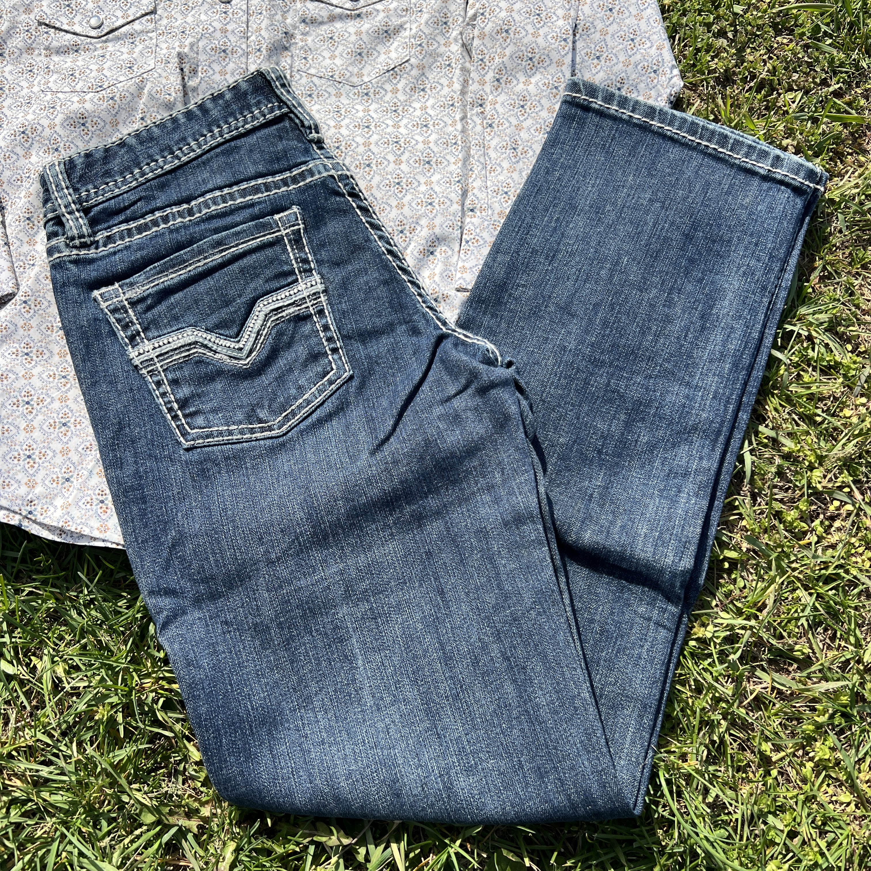 69n'rollです Rock & Roll Boy's Slim Fit Leather Embroidered Revolver Straight