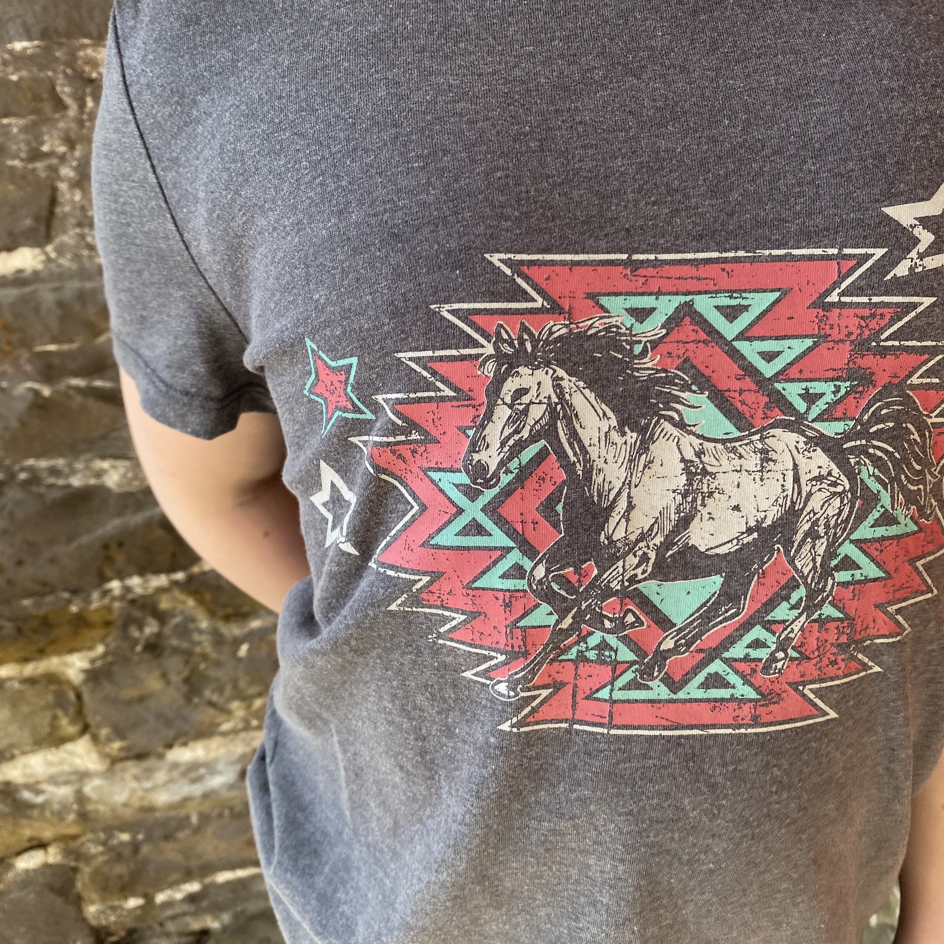 タレントカード Rest&Recreation RR horse graphic tee Rock & Roll Girl's Black Horse Graphic Tee - Stockyard Style