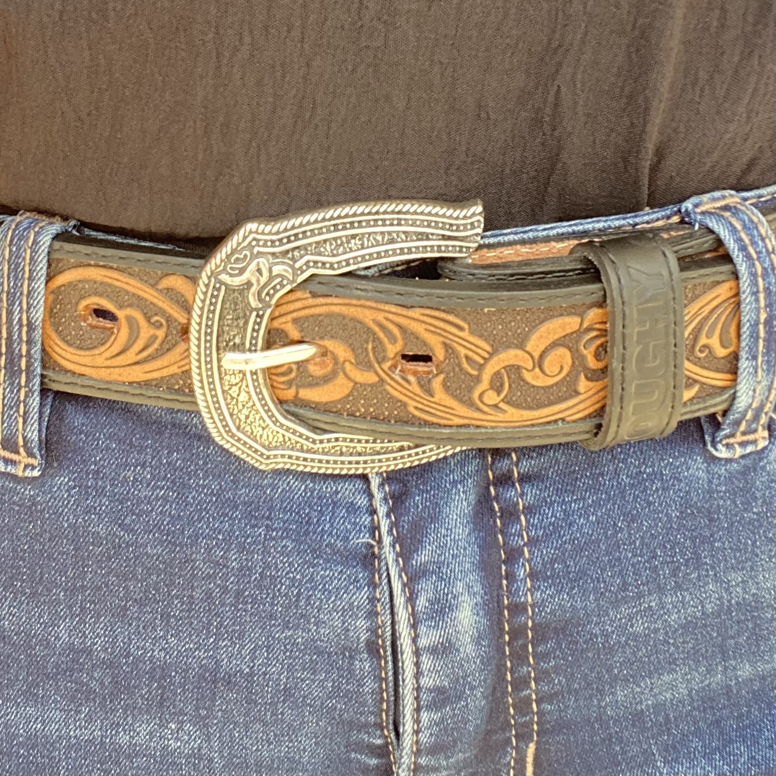 Hooey Cheatam Roughy Tapered Hand-Tooled Filigree Belt - Stockyard