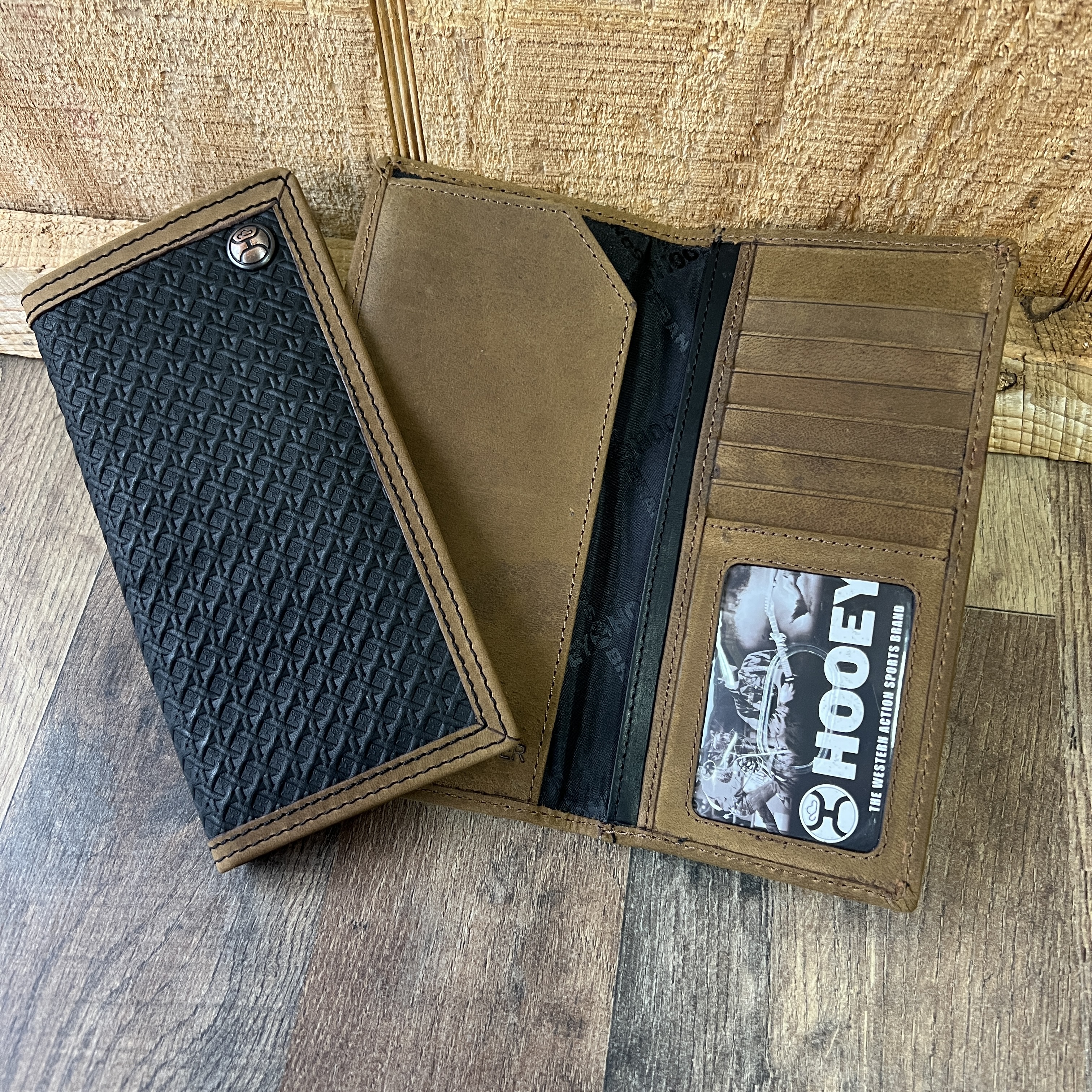Hooey Hands Up Black Basket Weave Rodeo Wallet - Stockyard Style