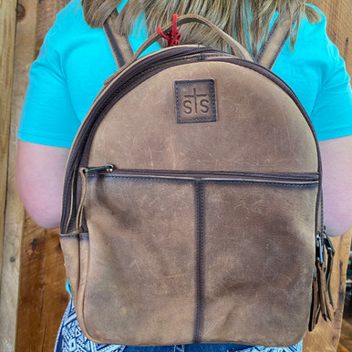 STS Ranchwear Women's Cowhide Phoenix Backpack – Genuine Leather With Hair-On-Hide, Adjustable Straps