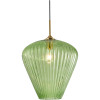 Calibo Ribbon 36cm Green Ribbed Glass Hanging Pendant