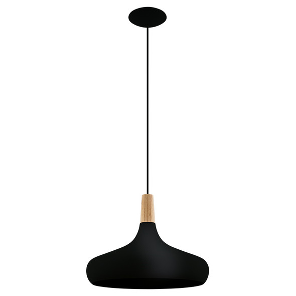 Eglo Sabinar Large Hanging Pendant Black/Oak