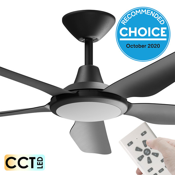 Airborne Storm DC Motor 122cm Black LED Light & Remote Ceiling Fan