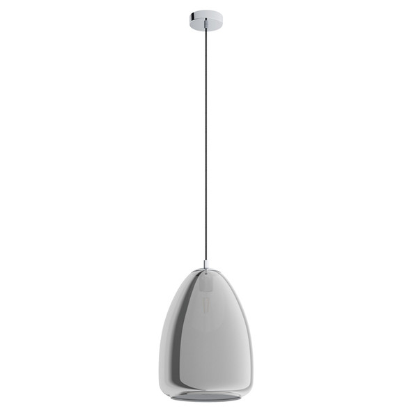 Eglo Alobrase 1lt Chrome & Smoked Glass Hanging Pendant Large