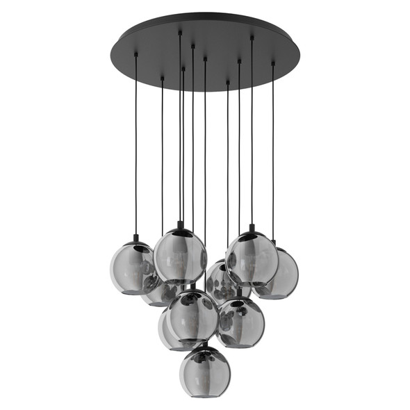 Eglo Ariscani 10lt Black & Vaporised Glass Hanging Pendant