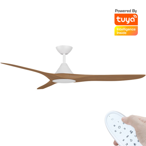 Calibo CloudFan Smart DC 152cm White With Teak & Remote Ceiling Fan