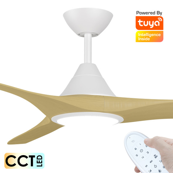 Calibo CloudFan Smart DC 152cm White With Bamboo LED Light & Remote Ceiling Fan