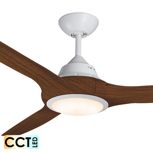 Deka EVO-2 127cm White/Koa Plastic Indoor/Outdoor Ceiling Fan & LED Light