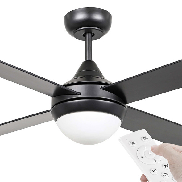 Eglo Stradbroke DC Motor 132cm Black & Remote Ceiling Fan & E27 Light