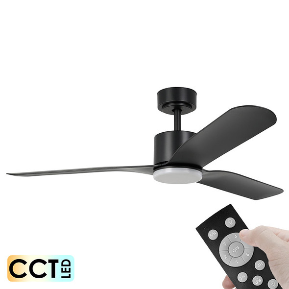 Eglo Iluka DC Motor 132cm Black LED Light & Remote Ceiling Fan