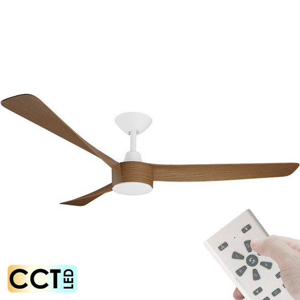 Calibo Turaco DC Motor 142cm White/Koa LED Light & Remote Ceiling Fan