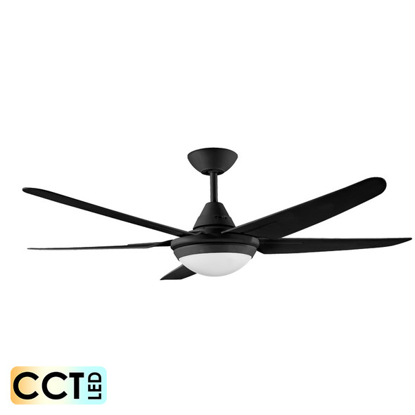 Deka Randle 130cm Black Plastic Indoor/Outdoor Ceiling Fan & CCT LED