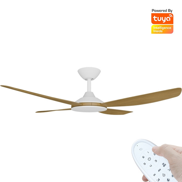 Calibo Vanga Smart DC Ceiling Fan 122cm White With Teak & Remote