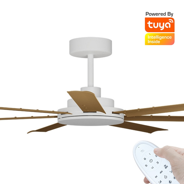 Calibo Alula Smart DC Ceiling Fan 152cm White With Teak & Remote