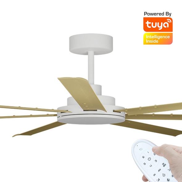 Calibo Alula Smart DC Ceiling Fan 203cm White With Bamboo & Remote