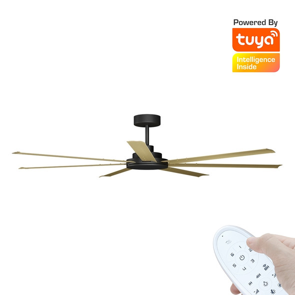 Calibo Alula Smart DC Ceiling Fan 203cm Black With Bamboo & Remote