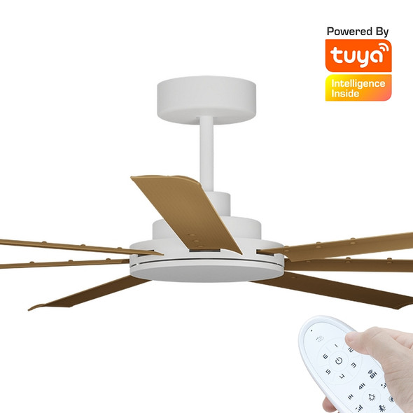 Calibo Alula Smart DC Ceiling Fan 203cm White With Teak & Remote