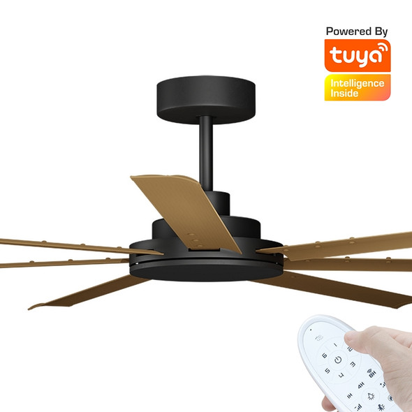 Calibo Alula Smart DC Ceiling Fan 203cm Black With Teak & Remote