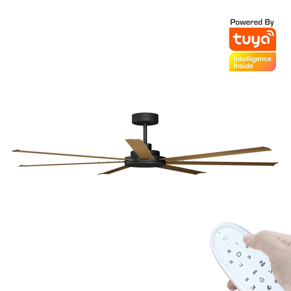 Calibo Alula Smart DC Ceiling Fan 203cm Black With Teak & Remote