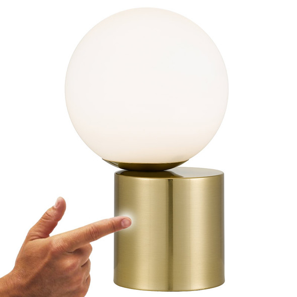 Telbix Setra Antique Gold & Opal Glass LED Touch Table Lamp