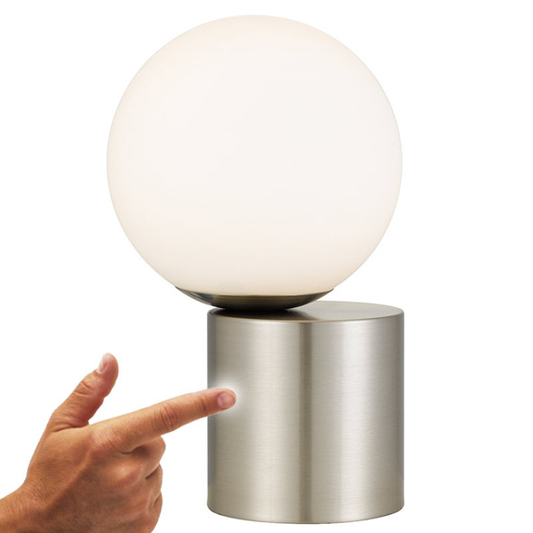 Telbix Setra Nickel & Opal Glass LED Touch Table Lamp