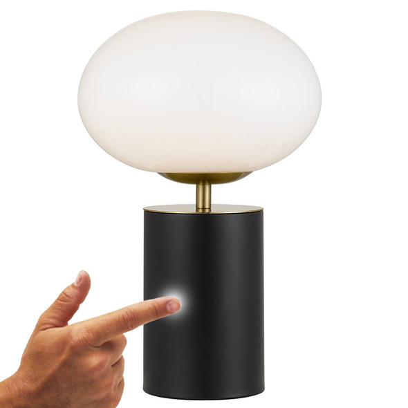 Telbix Notal Black & Opal Glass LED Touch Table Lamp
