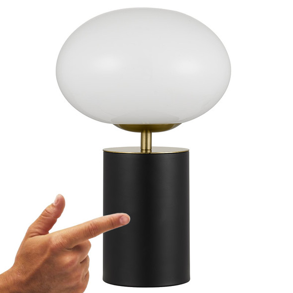 Telbix Notal Black & Opal Glass LED Touch Table Lamp