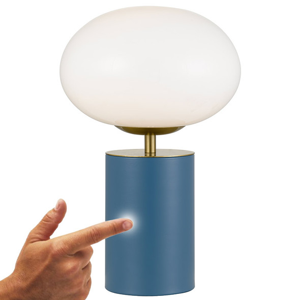 Telbix Notal Blue & Opal Glass LED Touch Table Lamp