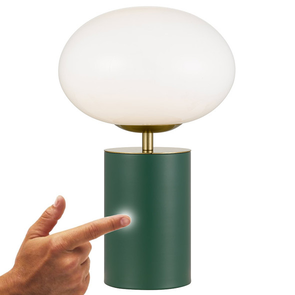 Telbix Notal Green & Opal Glass LED Touch Table Lamp