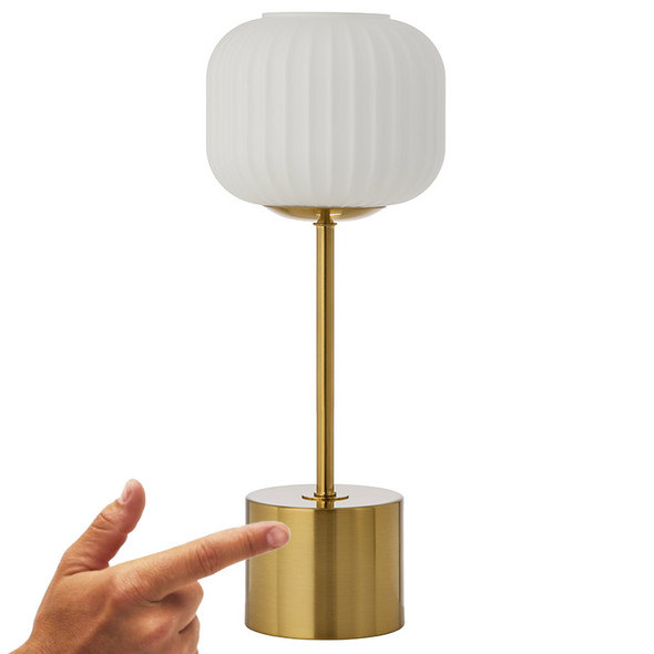 Telbix Liam Antique Gold & Opal Glass LED Touch Table Lamp