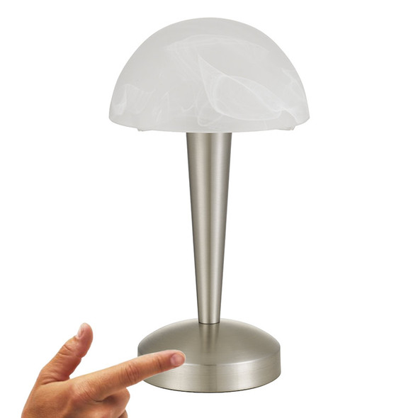 Telbix Mandel Nickel & Alabaster Glass LED Touch Table Lamp