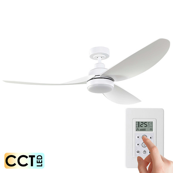 Eglo Torquay DC Motor 142cm White LED Light & Wall Control Bundle Ceiling Fan