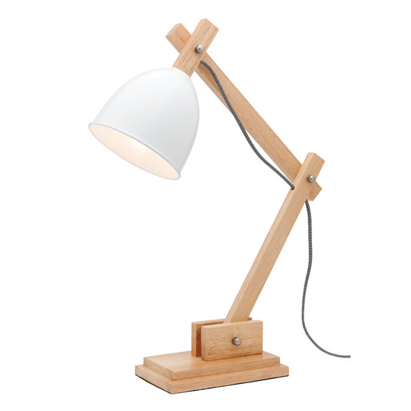 Mercator Winston Timber Desk Lamp White Shade