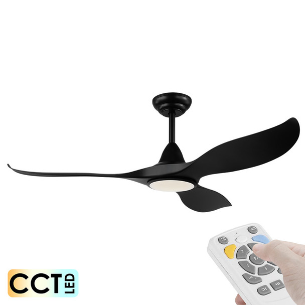 Eglo Noosa DC Motor 132cm Black LED Light & Remote Ceiling Fan