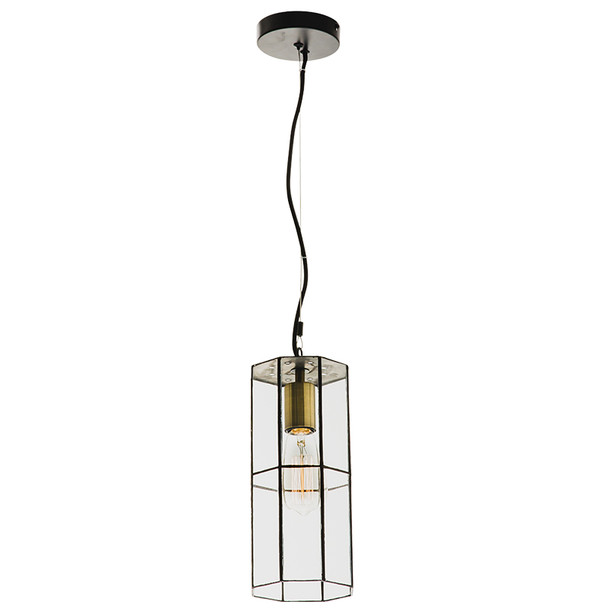 Mercator Mayfair 1lt Black & Glass Hanging Pendant