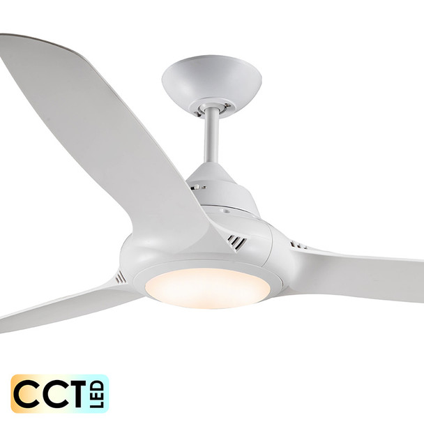 Deka EVO-2 127cm White Plastic Indoor/Outdoor Ceiling Fan & LED Light