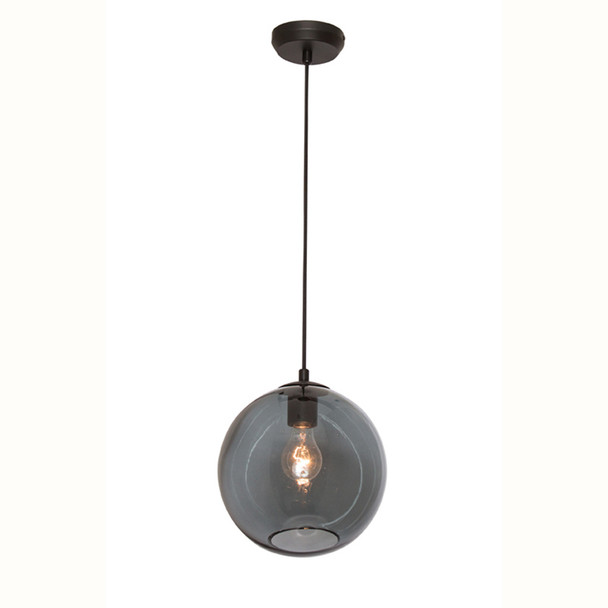 Mercator Milan 1lt Black & Smoked Glass Hanging Pendant