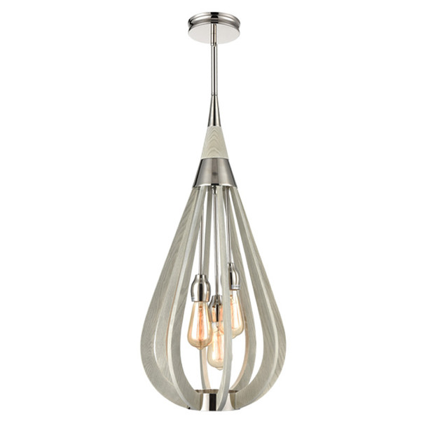 CLA Bonito7 3lt Polished Nickel & Winter Moss Hanging Pendant Medium