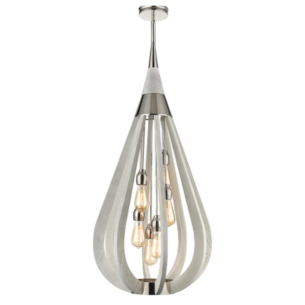 CLA Bonito8 6lt Polished Nickel & Winter Moss Hanging Pendant Large