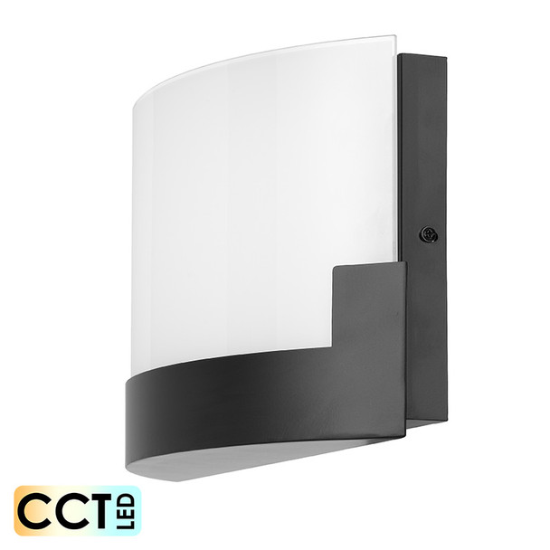 Telbix Solita 20 12w Frost Glass CCT LED Wall Light Black