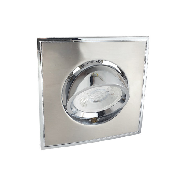 BP 4042A-GF GU10 Square Down Light Gimble Trim Satin Nickel & Chrome