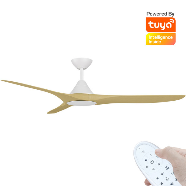 Calibo CloudFan Smart DC 152cm White With Bamboo & Remote Ceiling Fan