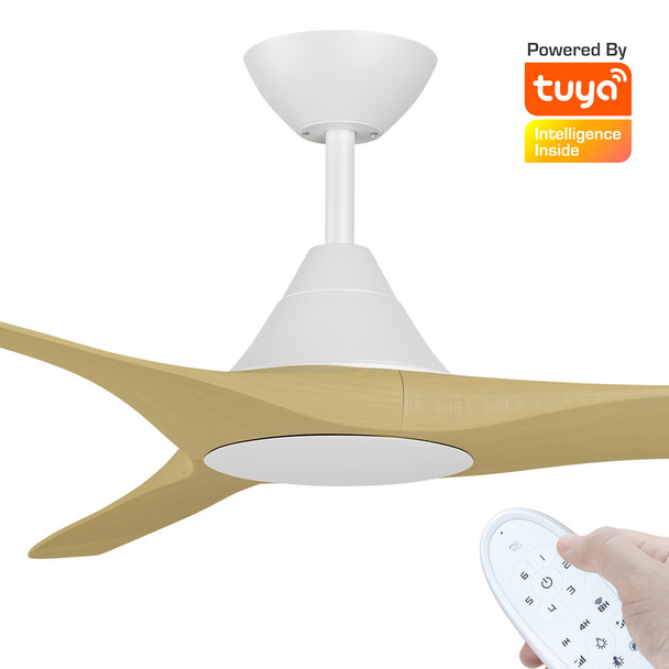 Calibo CloudFan Smart DC 152cm White With Bamboo & Remote Ceiling Fan
