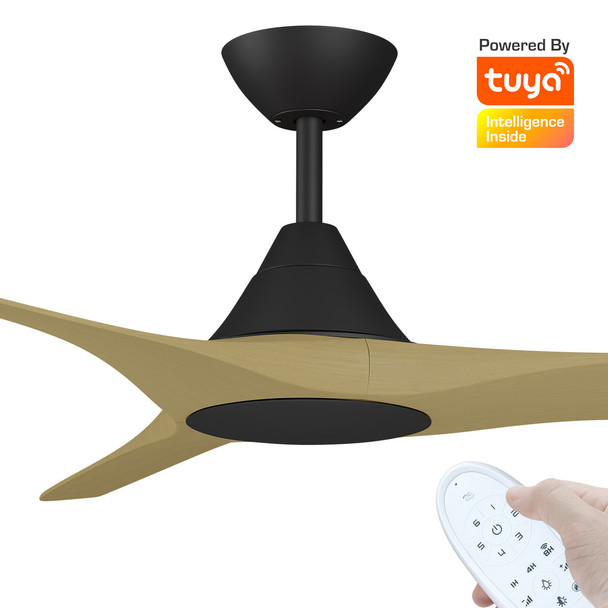 Calibo CloudFan Smart DC 132cm Black With Bamboo & Remote Ceiling Fan