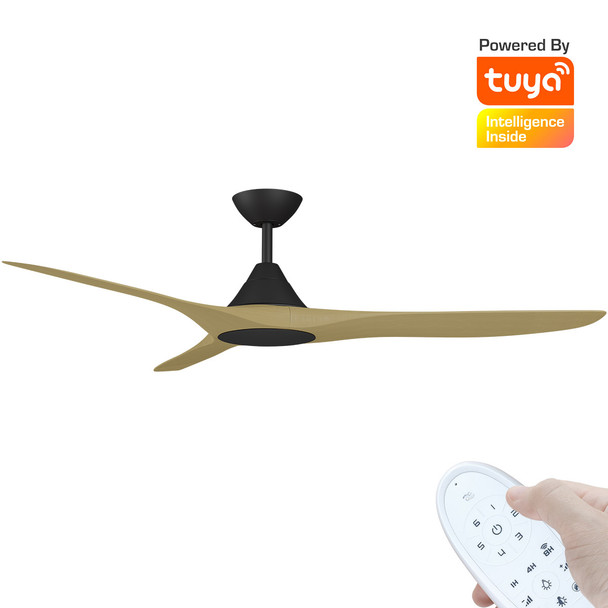 Calibo CloudFan Smart DC 152cm Black With Bamboo & Remote Ceiling Fan