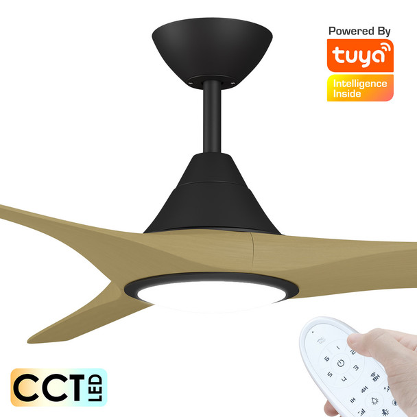 Calibo CloudFan Smart DC 132cm Black With Bamboo LED Light & Remote Ceiling Fan
