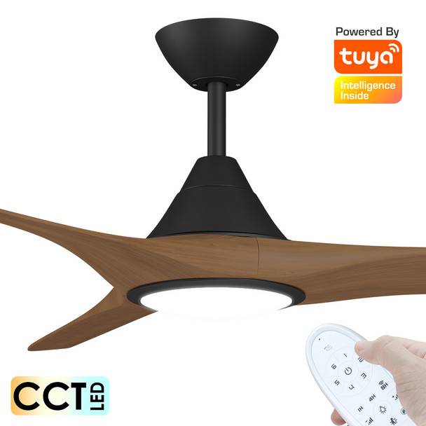 Calibo CloudFan Smart DC 132cm Black With Teak LED Light & Remote Ceiling Fan