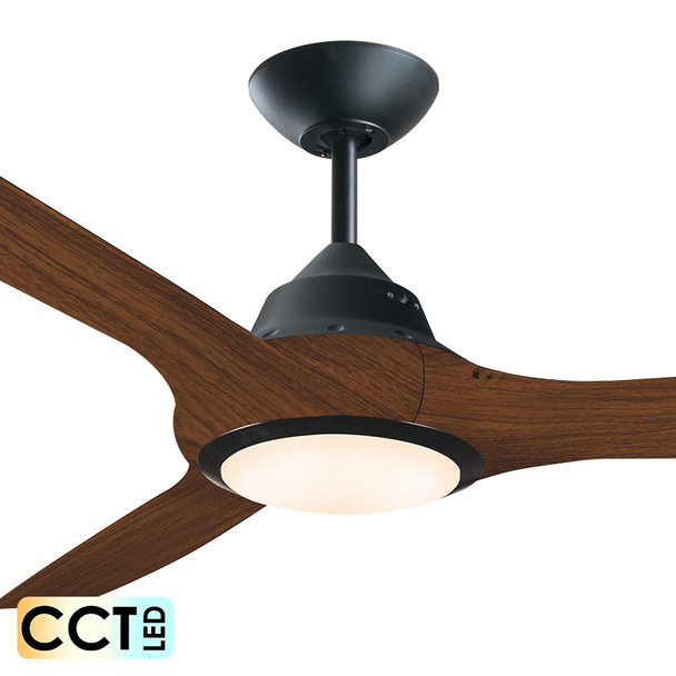 Deka EVO-2 127cm Black/Koa Plastic Indoor/Outdoor Ceiling Fan & LED Light